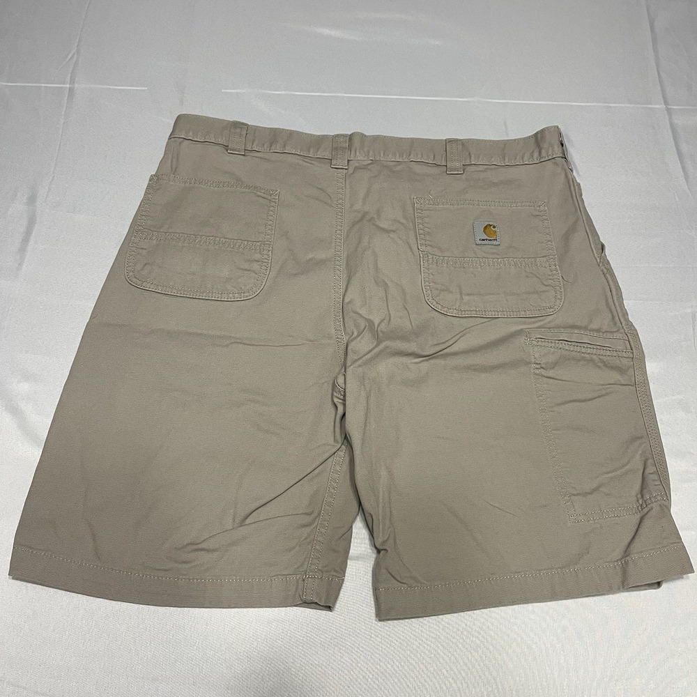 Carhartt Shorts Men's 38 Beige Rugged Flex Relaxed Fit Canvas Workwear 9.5"